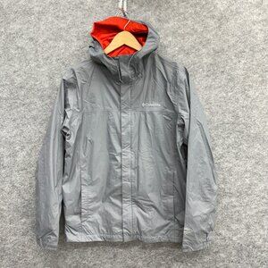 Columbia Omni-Tech Jacket Rain Coat Men’s Full Zip Hooded Pockets, Gray, Size M